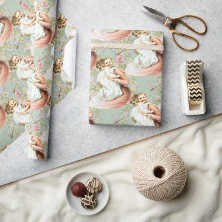 Baby Vintage Wrapping Paper Blue