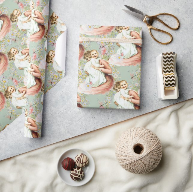 Baby Vintage Wrapping Paper Blue (Crafts)