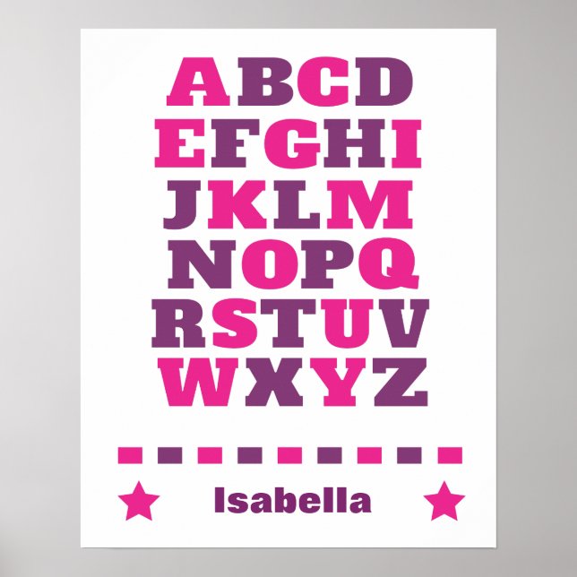 Baby visual alphabet pink purple abc poster (Front)