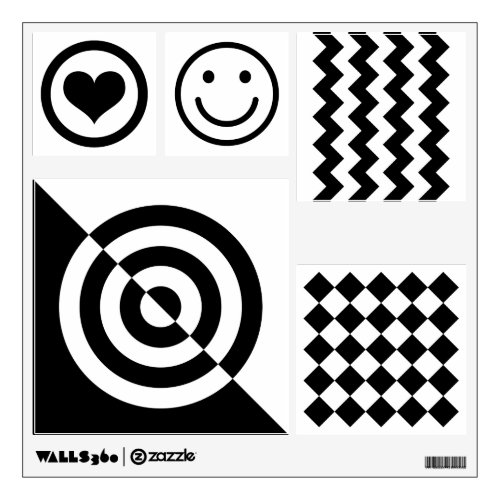 Baby visual stimulation black white shape pattern wall sticker