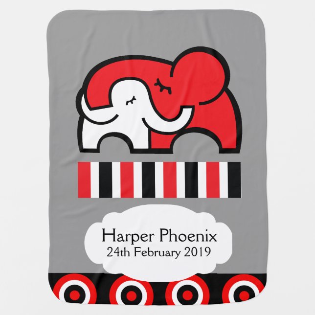 Baby visual stimulation name birth custom blanket (Front)