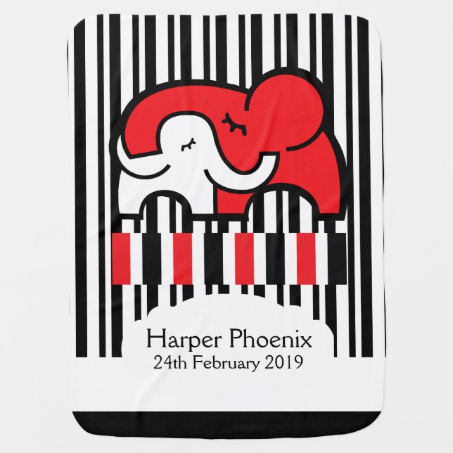 Baby visual stimulation name birth custom blanket (Front)