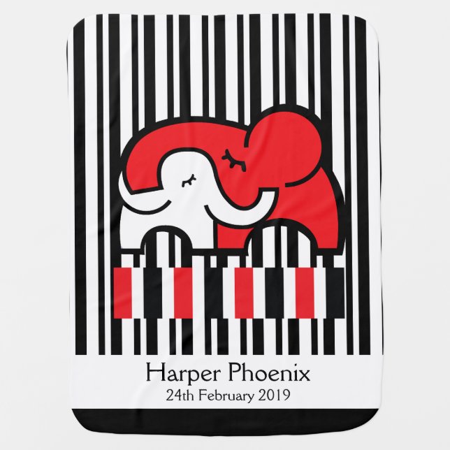 Baby visual stimulation name birth custom blanket (Front)