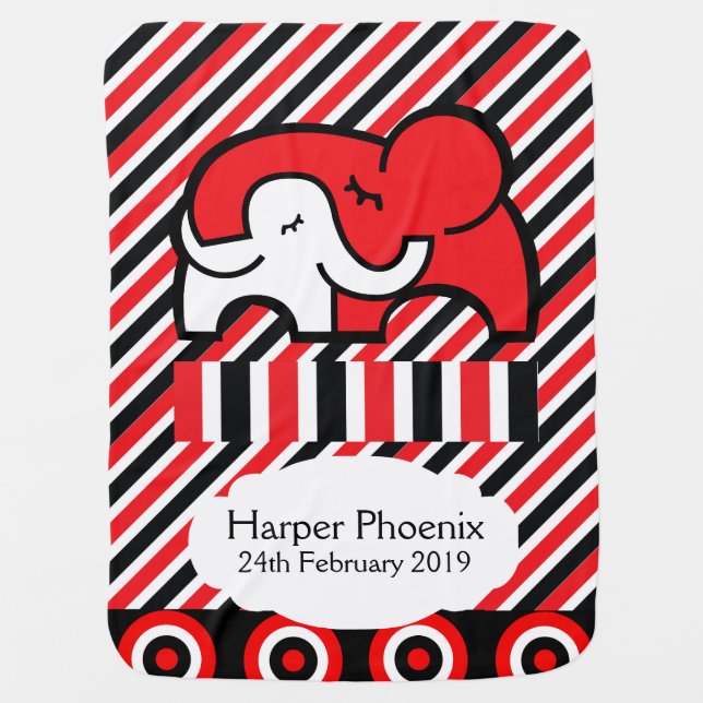 Baby visual stimulation name birth custom blanket (Front)