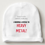 [ Thumbnail: Baby Wants to Listen to Heavy Metal! Baby Beanie ]