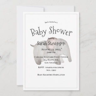 Baby Watercolor Elephant Modern Baby Shower Invitation