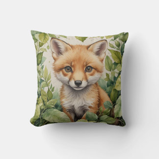 Baby Watercolor Fox Throw Pillow