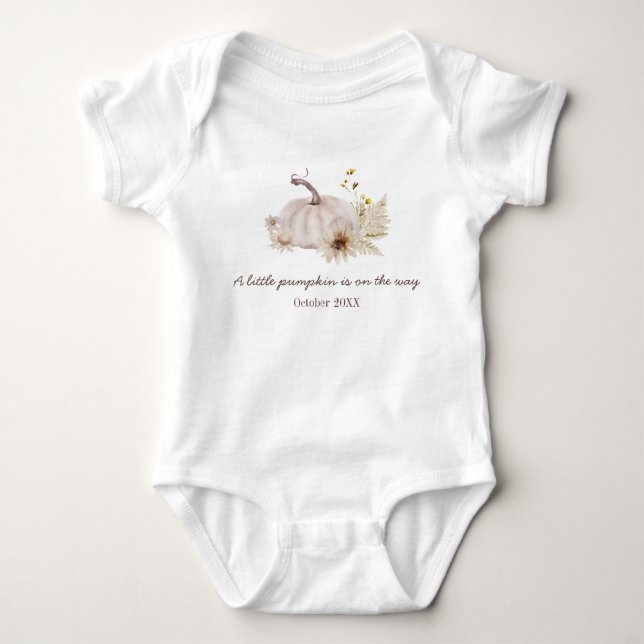 Baby watercolor rustic cream autumn pumpkin baby bodysuit (Front)