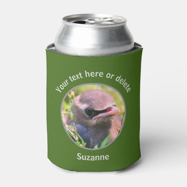 Baby Waxwing Bird Personalized  Can Cooler (Can Front)