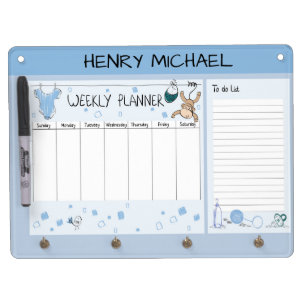 Baby Weekly Reminder Dry Erase Board With Keychain Holder