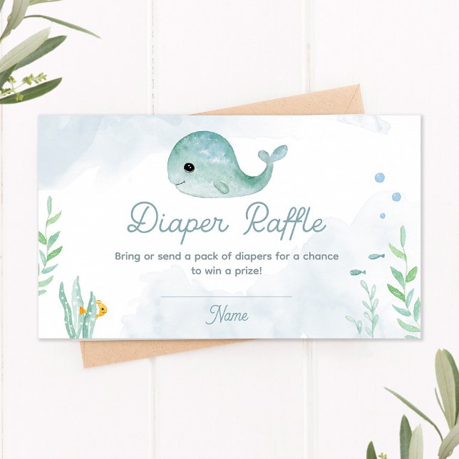 Baby Whale Baby Shower Diaper Raffle Card (Creator Uploaded)