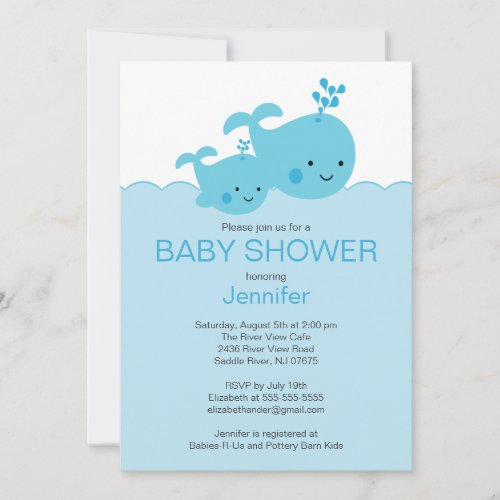 Baby Whale Baby Shower Invitations