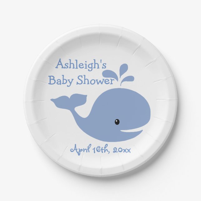 Baby Whale Baby Shower Paper Plates (Front)