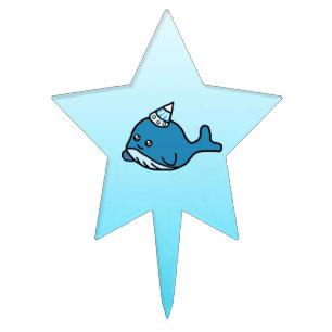 Baby Whale Blue Boy's Birthday Cupcake or Cake Topper