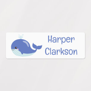 Baby Whale Cartoon Personalized Name Kids' Labels