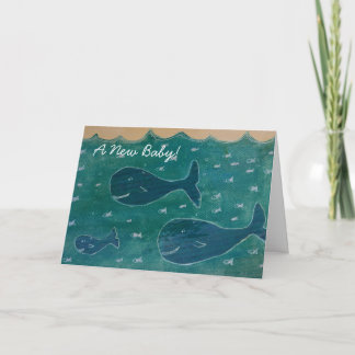 Baby Whale New Baby Congratulations Card Blue