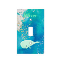 Baby Whale Sparkle Blue Nautical Personal Nursery Light Switch Cover