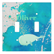 Baby Whale Sparkle Blue Nautical Personal Nursery Light Switch Cover