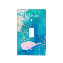 Baby Whale Sparkle Pink Nautical Personal Nursery Light Switch Cover