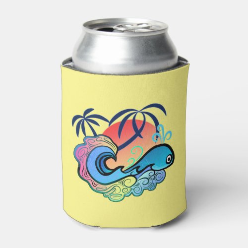 Baby Whale Surfer Can Cooler