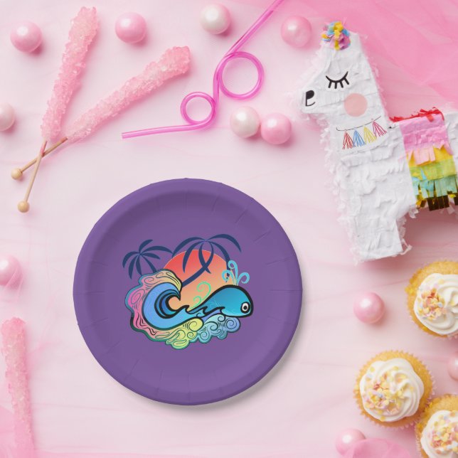 Baby Whale Surfer Paper Plates (Party)