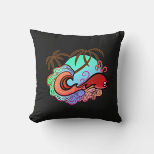 Baby Whale Surfer Throw Pillow