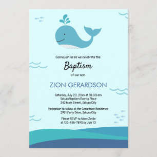 Baby Whale Under the Sea Baptism Invitation