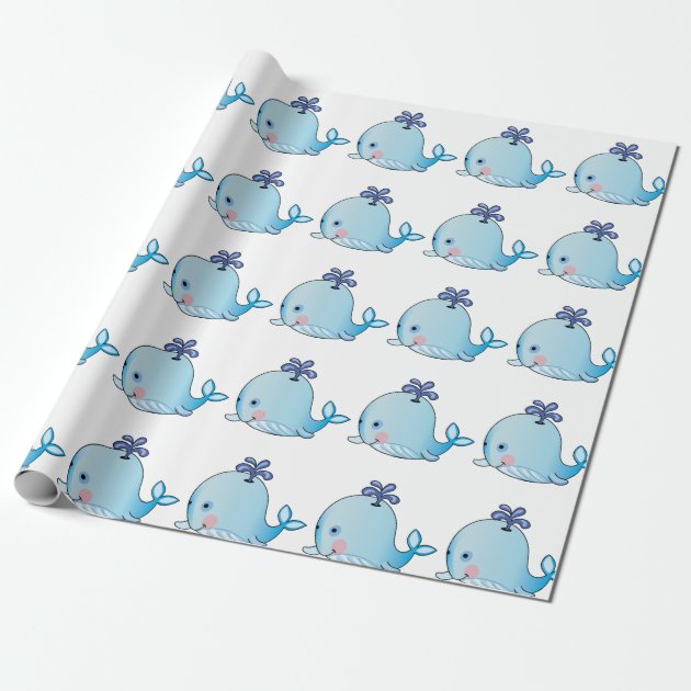 Cute Kawaii Whales Pattern Premium Roll Gift Wrap Wrapping Paper 