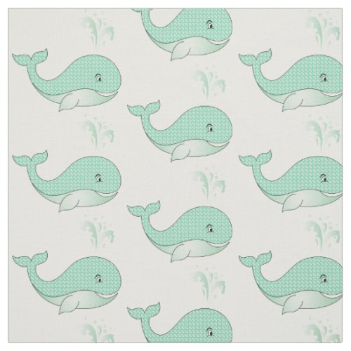 Baby Whales in Green Polka Dots  DIY Background Fabric