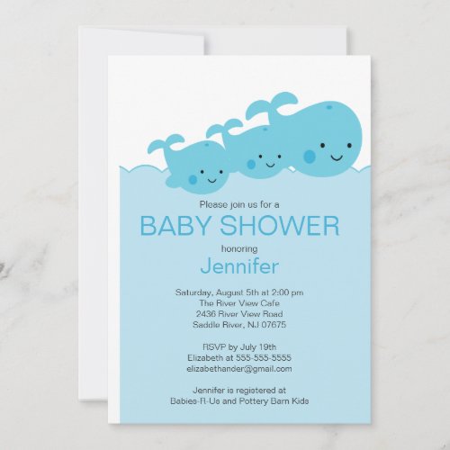 Baby Whales Twin Baby Shower Invitations