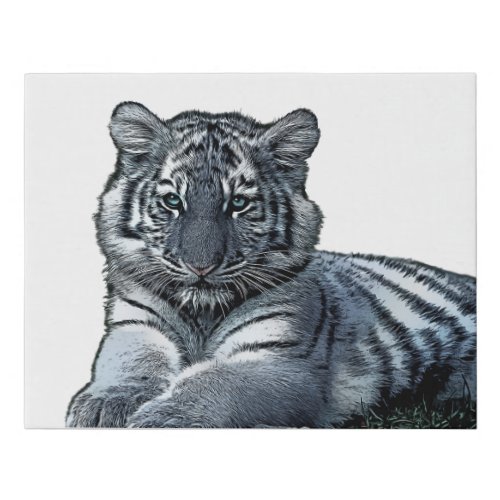 baby white baby tiger cub jungle safari animal art faux canvas print