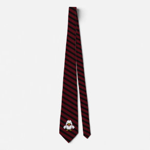 Baby White Chick on Garnet and Black Stripes Neck Tie