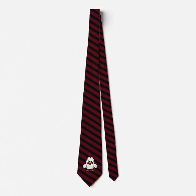 Baby White Chick on Garnet and Black Stripes Neck Tie (Front)