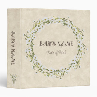 Baby White Floral Photo Album Customizable 3 Ring Binder