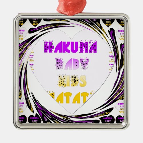 Baby White Hearts Hakuna Matata Baby Kids Designp Metal Ornament