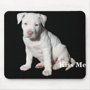 Baby White Pitbull Puppy Mouse Pad