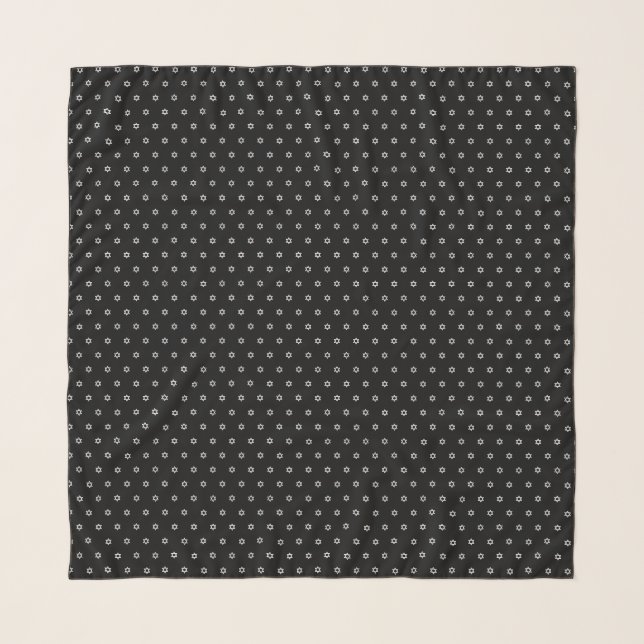Baby White Star of David Black Square Head Scarf (Front)