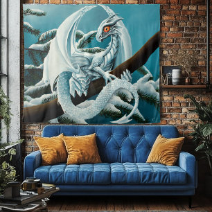 Baby White Winter Dragon Tapestry
