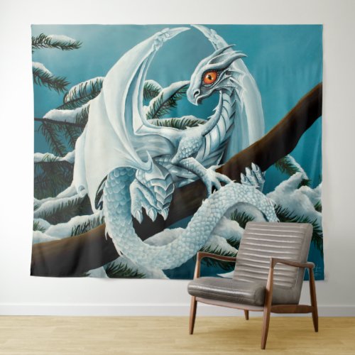 Baby White Winter Dragon Tapestry