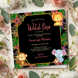 Baby Wild One Jungle Animals Invitation