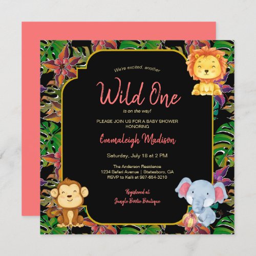 Baby Wild One Jungle Animals Invitation