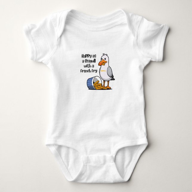 Baby Wildwood Seagull with French Fries  Baby Bodysuit (Front)