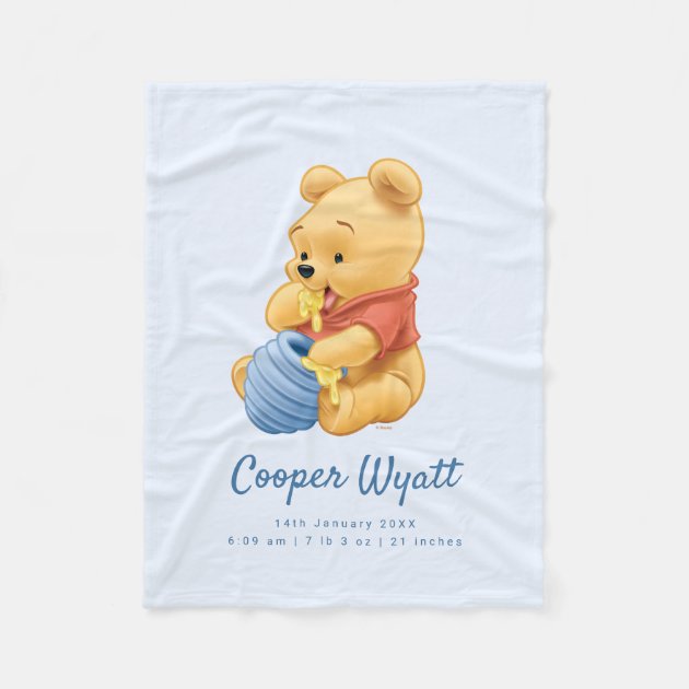 Baby Winnie the Pooh Birth Stats Fleece Blanket Zazzle