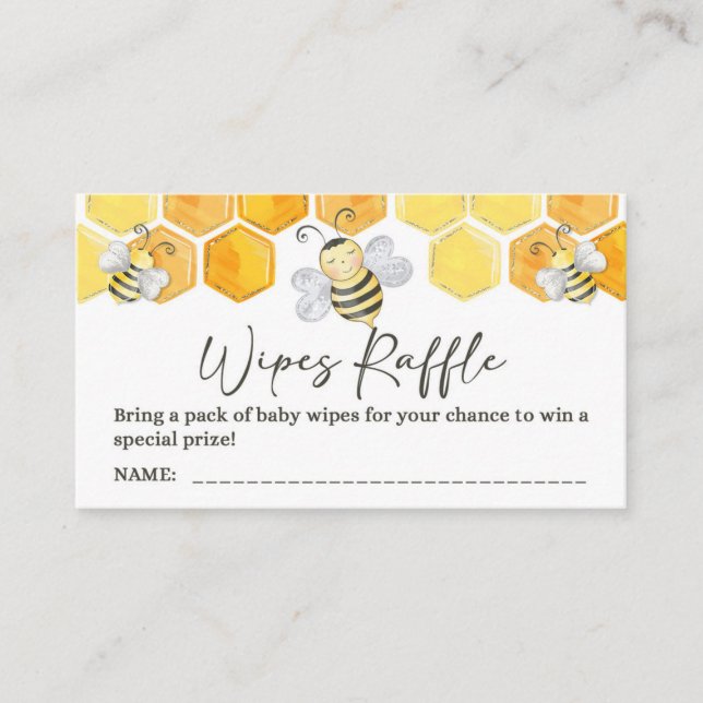 Baby Wipes Raffle Tickets Honey Bee Shower Enclosure Card (Front)