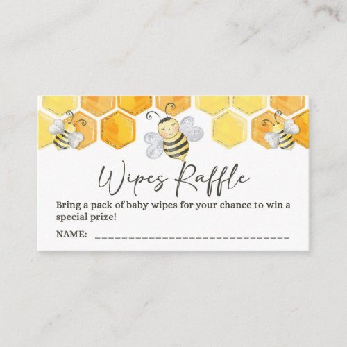 Baby Wipes Raffle Tickets Honey Bee Shower Enclosure Card