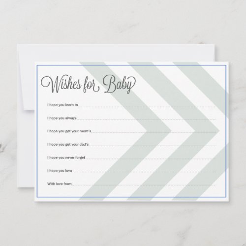 Baby Wishes Chevron Blue Trim Custom Announcement