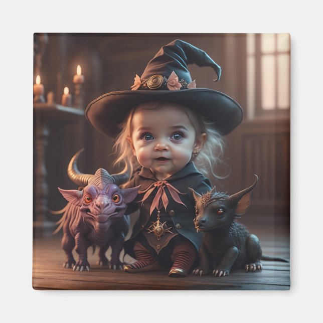 Baby Witch and Her Chimera Magnet (Front)