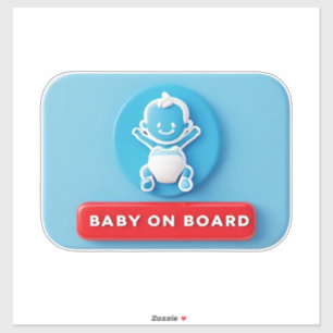 Baby With a 'Baby on Board' Car Sign Sticker