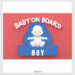 Baby With a 'Baby on Board' car Sign Sticker
