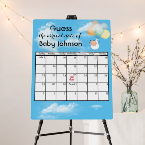 Baby with Balloons In Clouds Foam Board